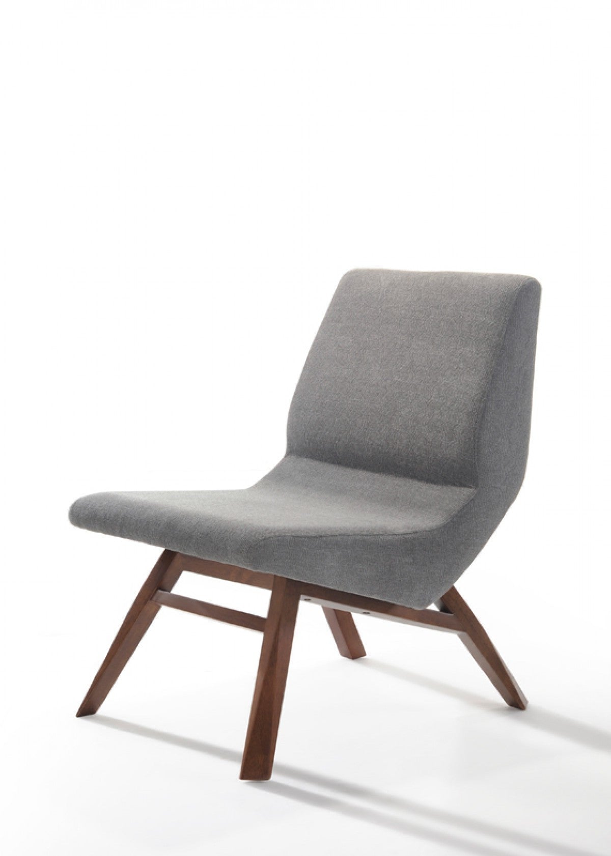 22" Grey And Walnut Solid Color Lounge Chair With Ottoman - Homeroots - Flyclothing LLC