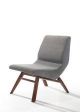 22" Grey And Walnut Solid Color Lounge Chair With Ottoman - Homeroots - Flyclothing LLC