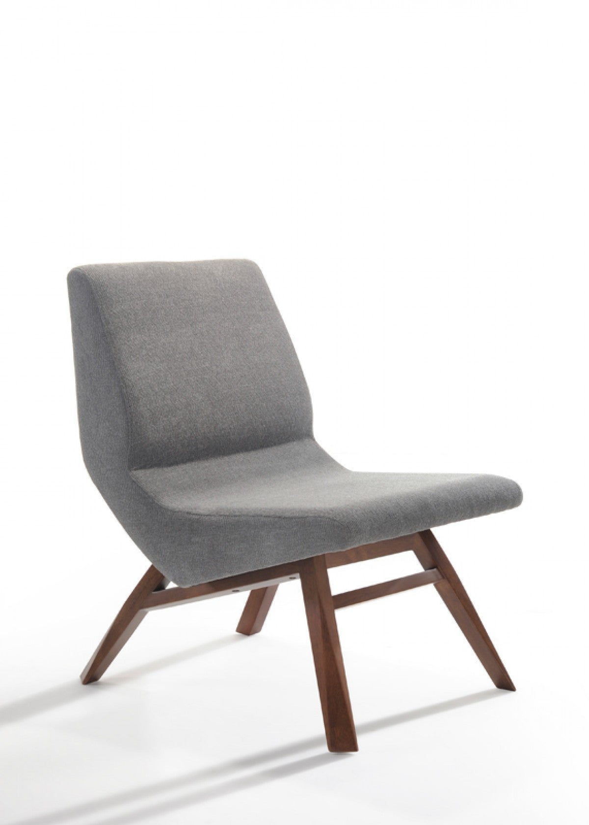 22" Grey And Walnut Solid Color Lounge Chair With Ottoman - Homeroots - Flyclothing LLC