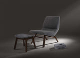 22" Grey And Walnut Solid Color Lounge Chair With Ottoman - Homeroots - Flyclothing LLC