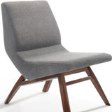 22" Grey And Walnut Solid Color Lounge Chair With Ottoman - Homeroots