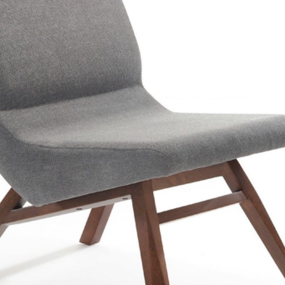 22" Grey And Walnut Solid Color Lounge Chair With Ottoman - Homeroots - Flyclothing LLC
