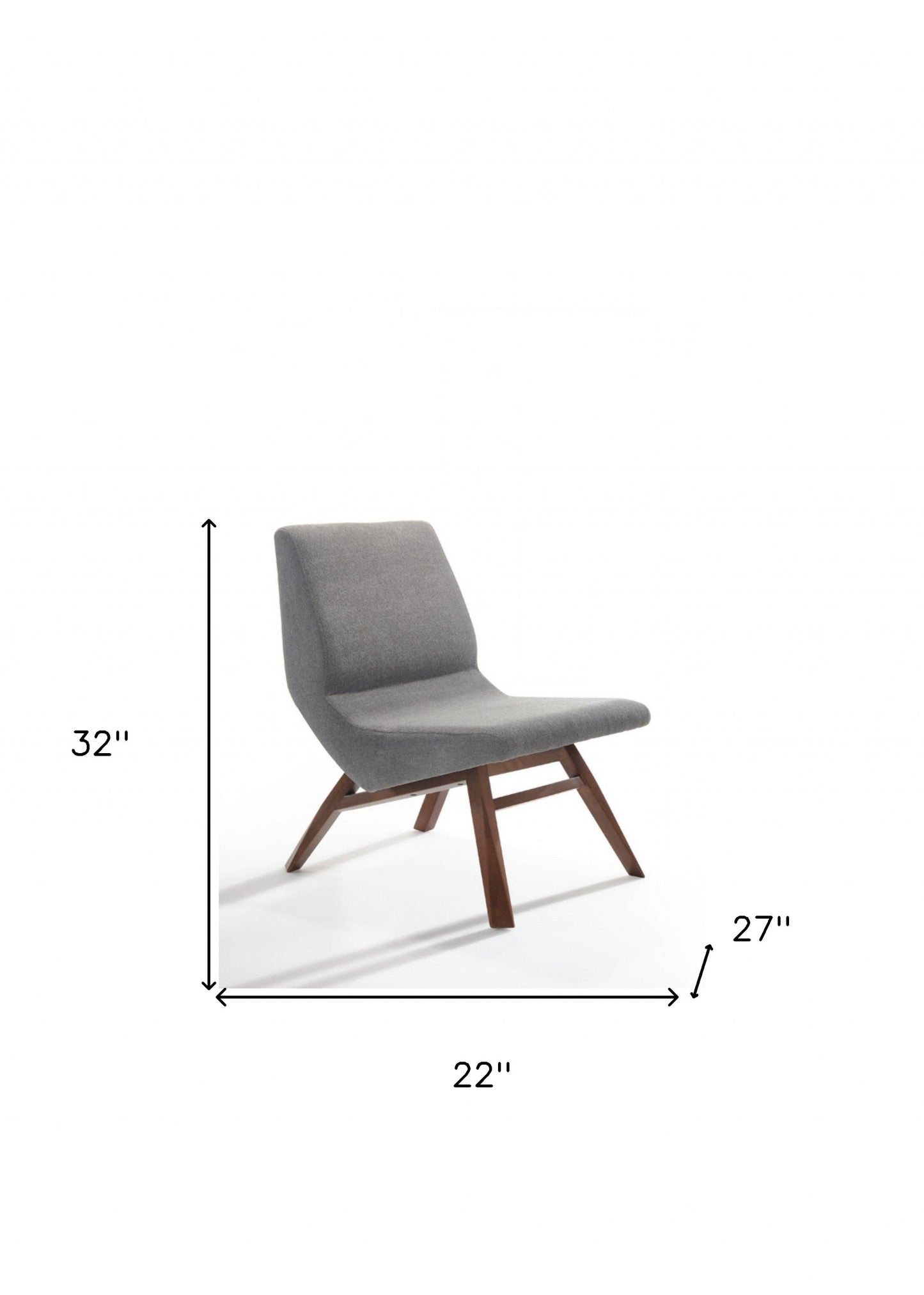 22" Grey And Walnut Solid Color Lounge Chair With Ottoman - Homeroots - Flyclothing LLC