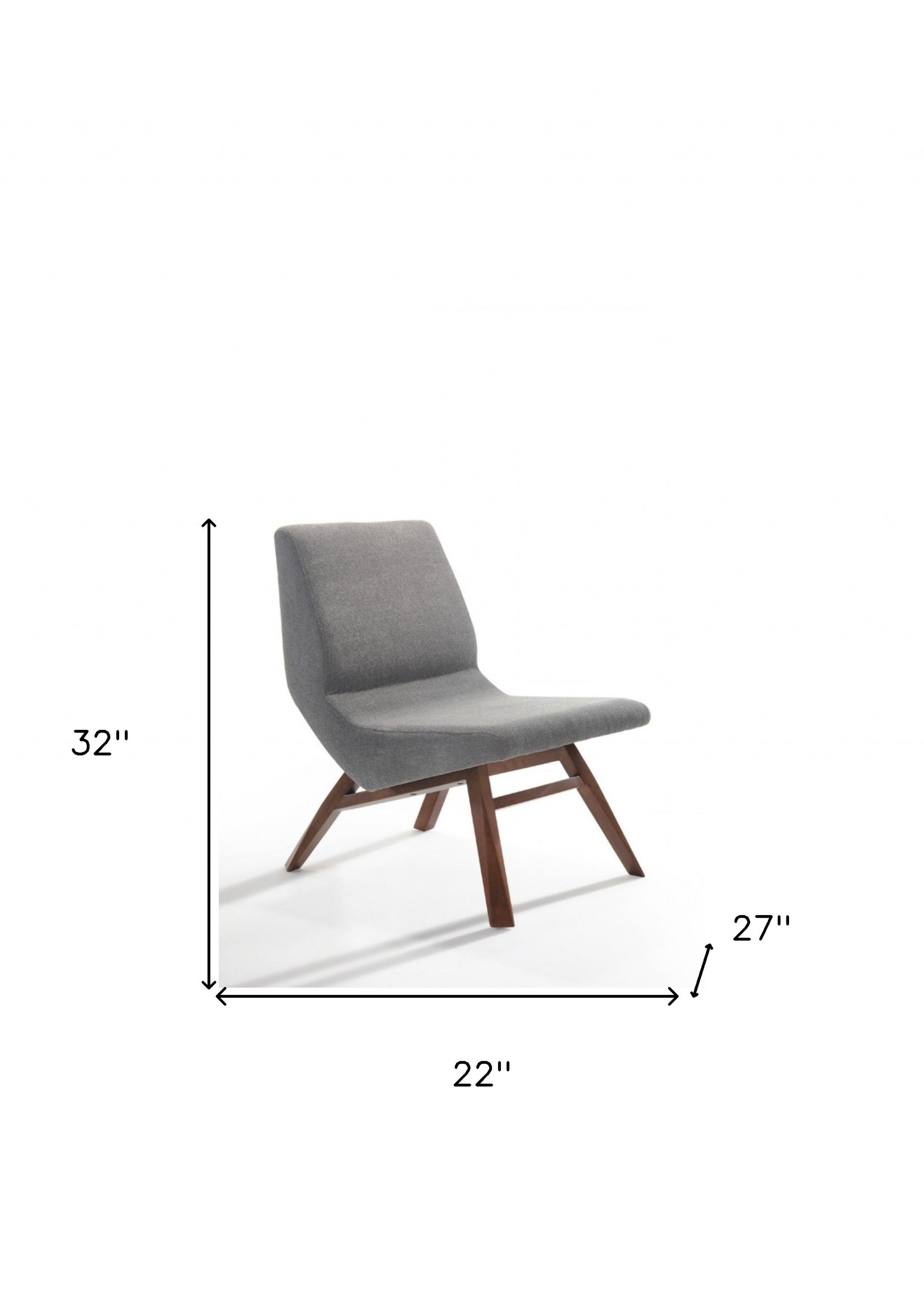 22" Grey And Walnut Solid Color Lounge Chair With Ottoman - Homeroots - Flyclothing LLC