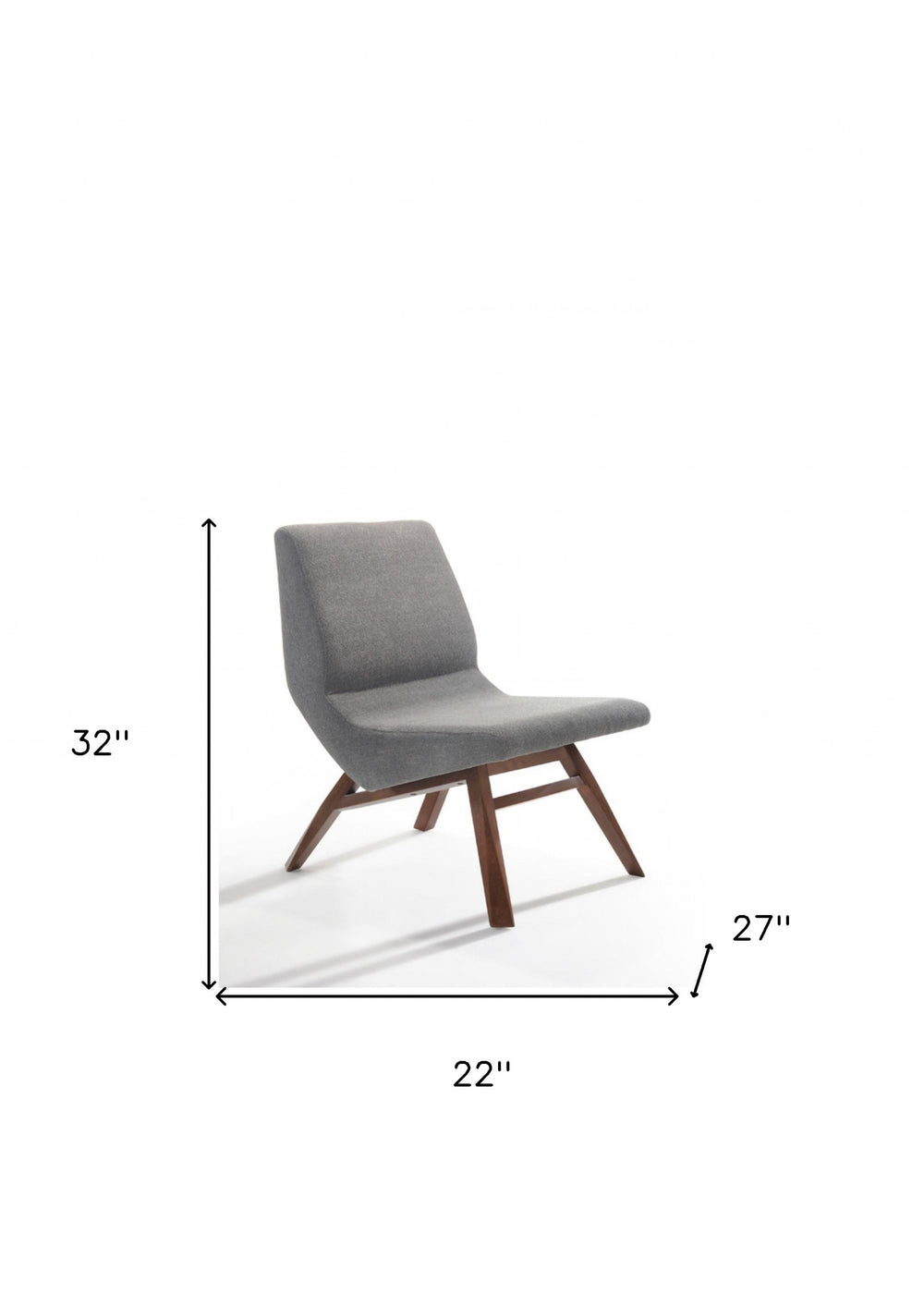 22" Grey And Walnut Solid Color Lounge Chair With Ottoman - Homeroots