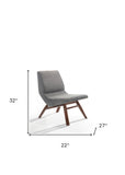 22" Grey And Walnut Solid Color Lounge Chair With Ottoman - Homeroots