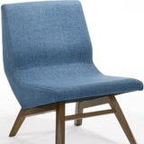 22" Blue And Walnut Solid Color Lounge Chair With Ottoman - Homeroots - Flyclothing LLC