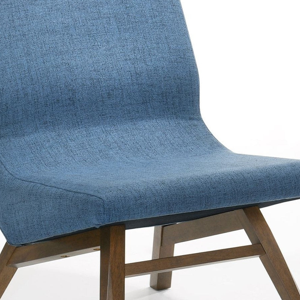 22" Blue And Walnut Solid Color Lounge Chair With Ottoman - Homeroots - Flyclothing LLC