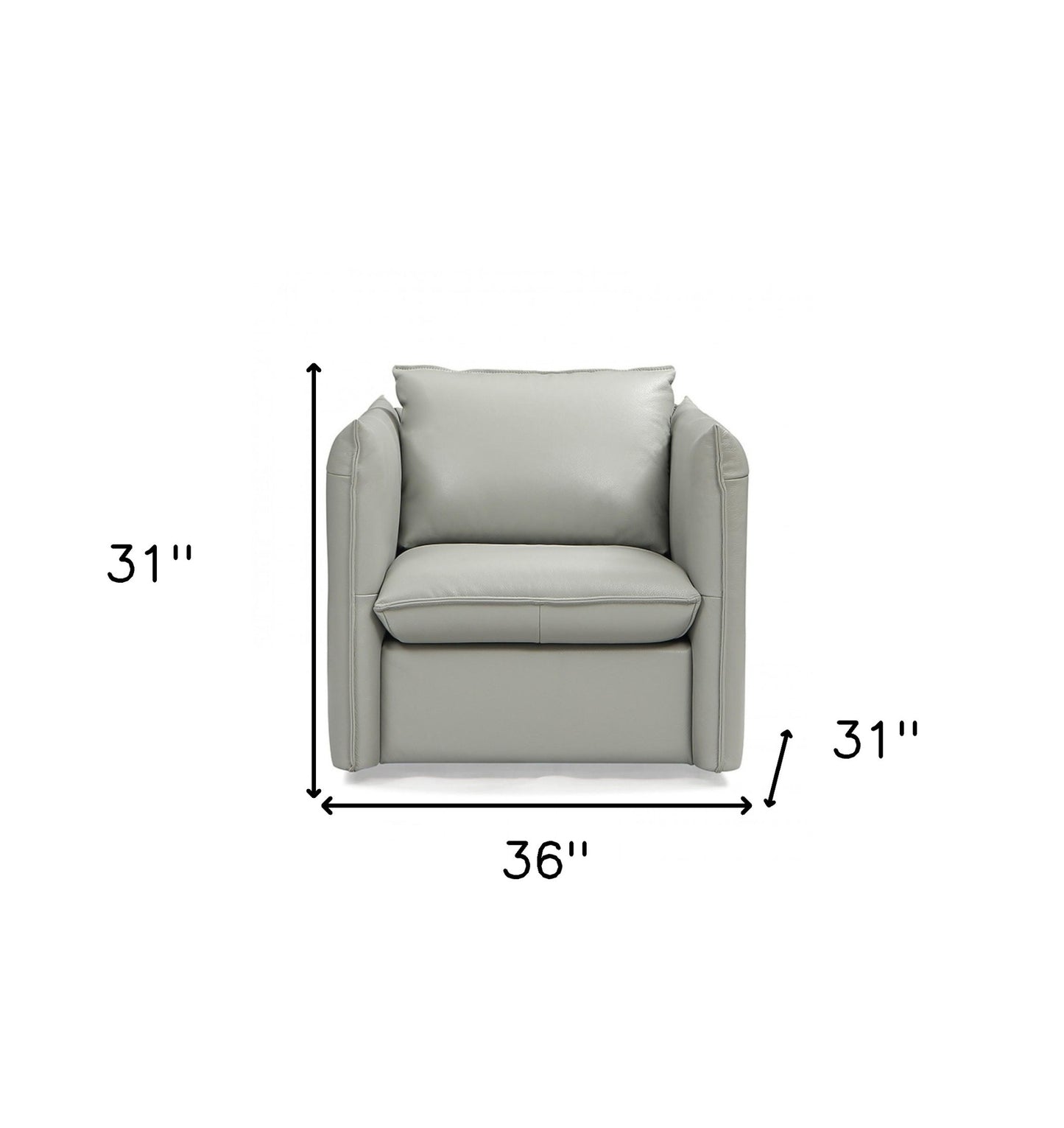 36" Grey Genuine Leather And Silver Swivel Accent Chair - Homeroots - Flyclothing LLC