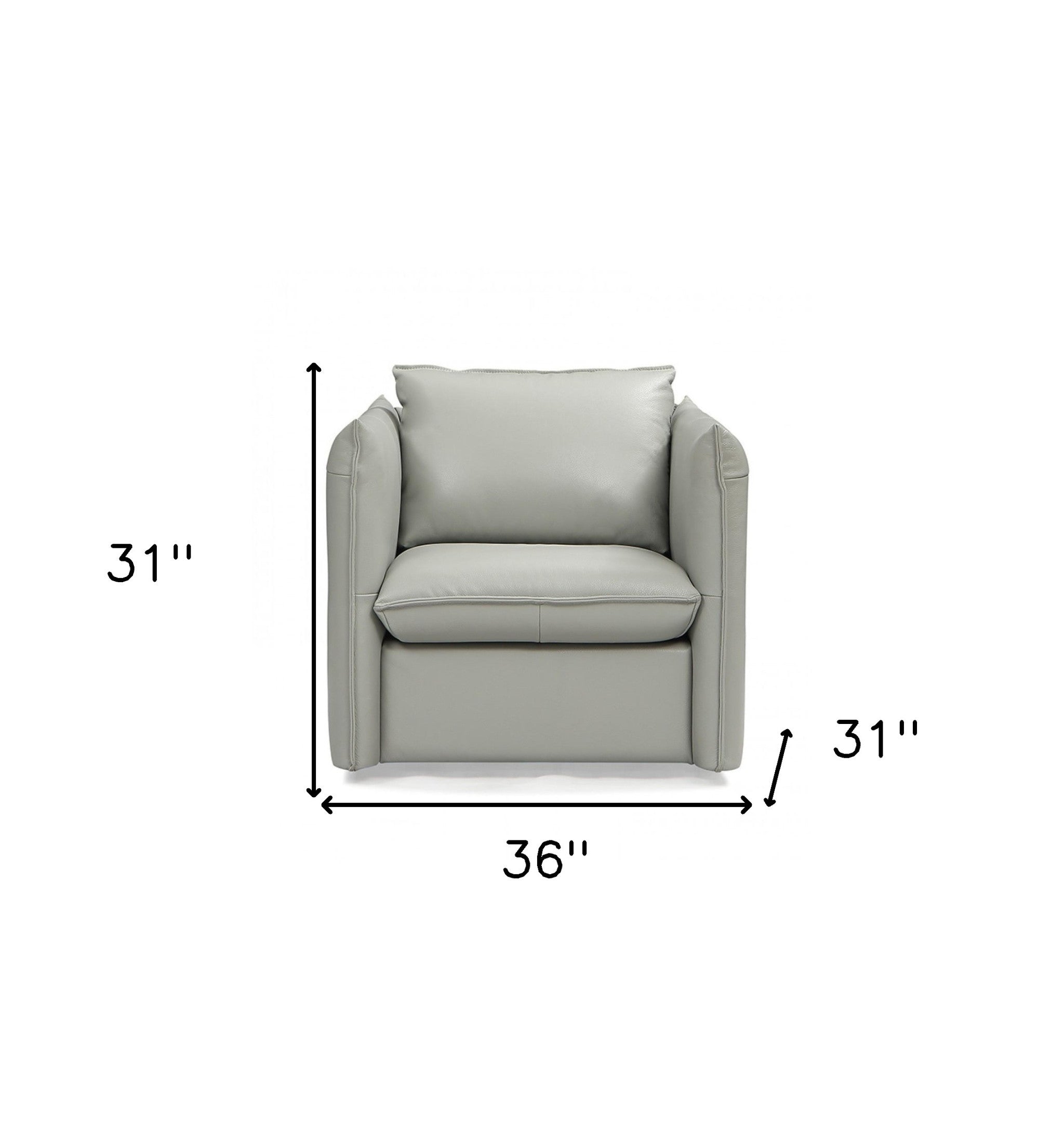 36" Grey Genuine Leather And Silver Swivel Accent Chair - Homeroots - Flyclothing LLC