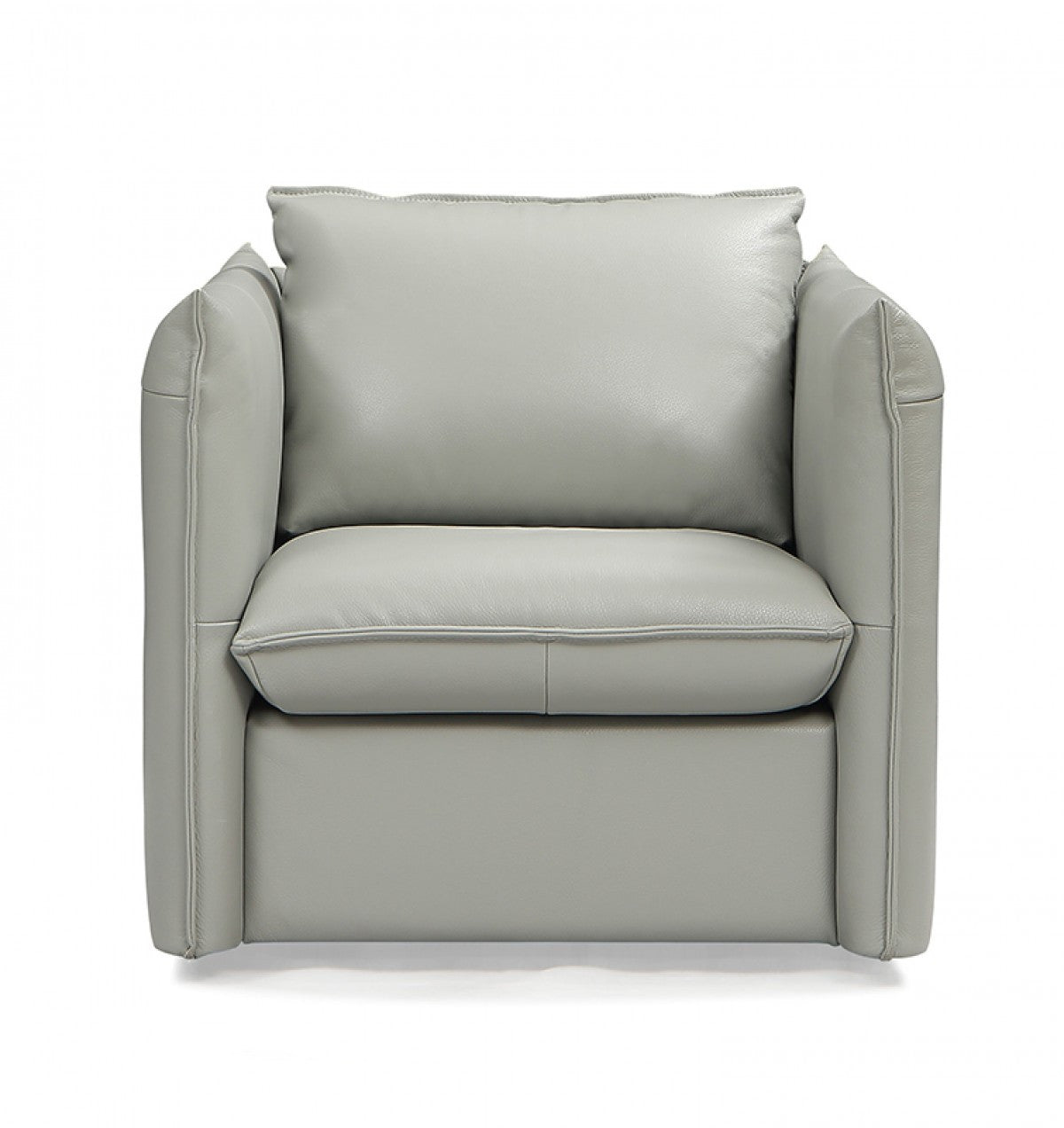 36" Grey Genuine Leather And Silver Swivel Accent Chair - Homeroots - Flyclothing LLC