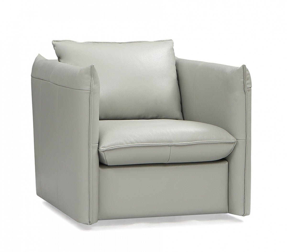 36" Grey Genuine Leather And Silver Swivel Accent Chair - Homeroots - Flyclothing LLC