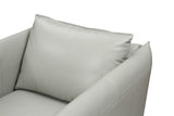 36" Grey Genuine Leather And Silver Swivel Accent Chair - Homeroots - Flyclothing LLC