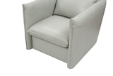 36" Grey Genuine Leather And Silver Swivel Accent Chair - Homeroots - Flyclothing LLC