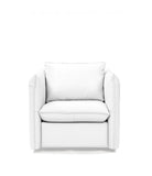 36" White Genuine Leather And Silver Swivel Accent Chair - Homeroots