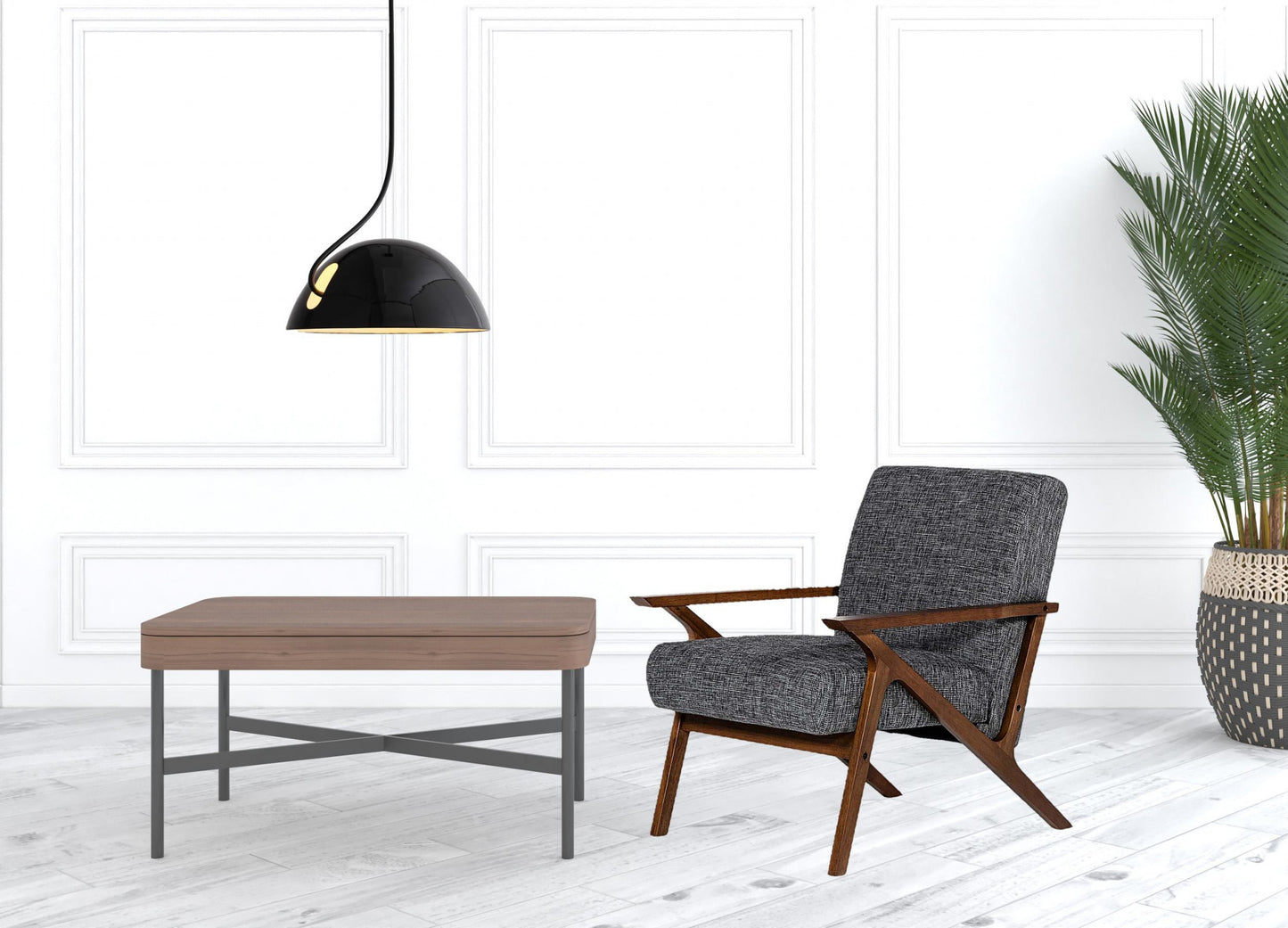24" Grey And Walnut Solid Color Arm Chair - Homeroots - Flyclothing LLC