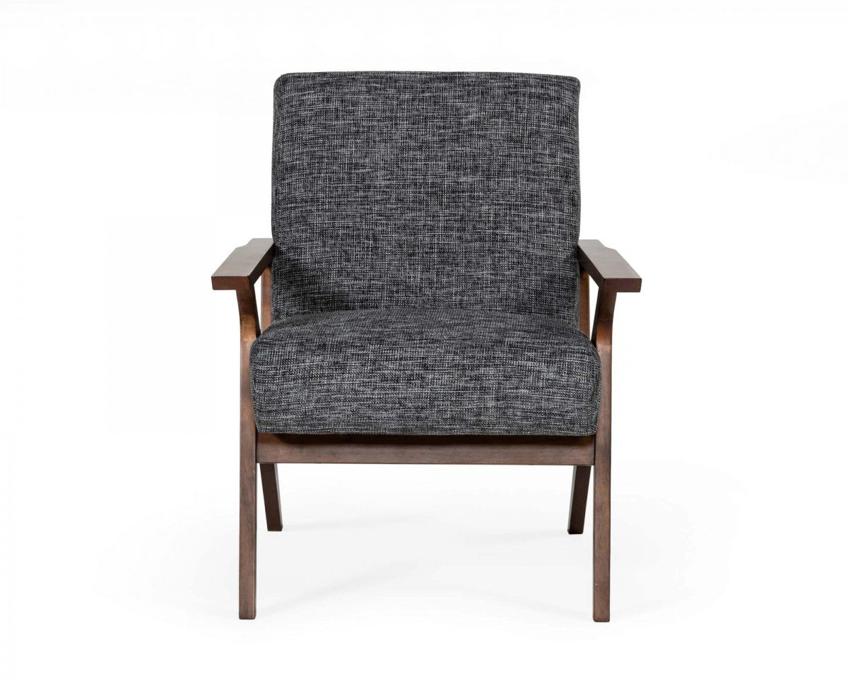 24" Grey And Walnut Solid Color Arm Chair - Homeroots - Flyclothing LLC