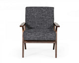 24" Grey And Walnut Solid Color Arm Chair - Homeroots - Flyclothing LLC