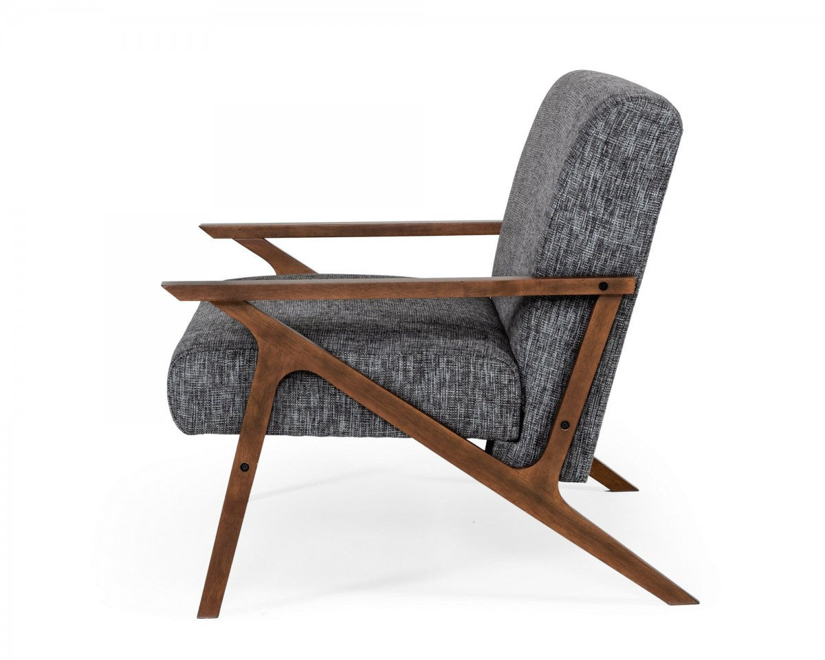 24" Grey And Walnut Solid Color Arm Chair - Homeroots - Flyclothing LLC