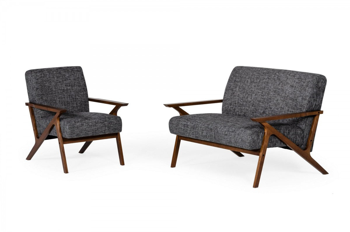 24" Grey And Walnut Solid Color Arm Chair - Homeroots - Flyclothing LLC