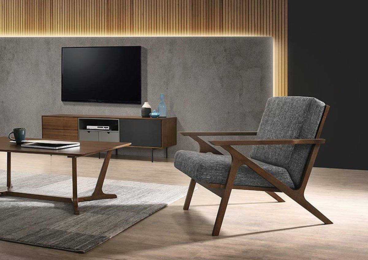 24" Grey And Walnut Solid Color Arm Chair - Homeroots - Flyclothing LLC