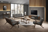 24" Grey And Walnut Solid Color Arm Chair - Homeroots - Flyclothing LLC