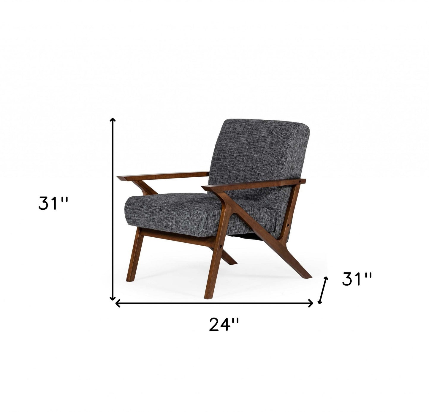 24" Grey And Walnut Solid Color Arm Chair - Homeroots - Flyclothing LLC