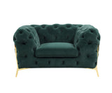 50" Green And Gold Velvet Tufted Club Chair - Homeroots - Flyclothing LLC
