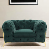 50" Green And Gold Velvet Tufted Club Chair - Homeroots - Flyclothing LLC