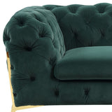 50" Green And Gold Velvet Tufted Club Chair - Homeroots - Flyclothing LLC