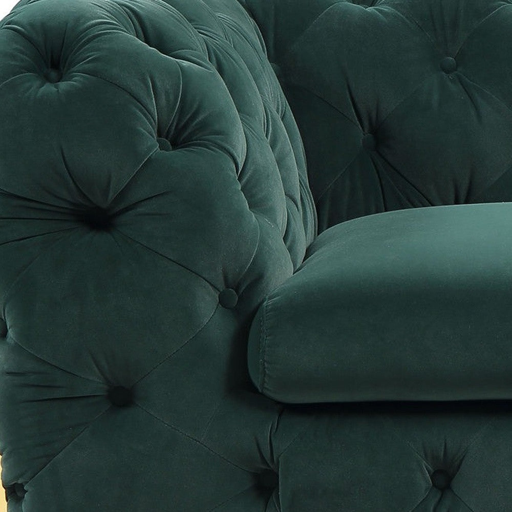 50" Green And Gold Velvet Tufted Club Chair - Homeroots - Flyclothing LLC