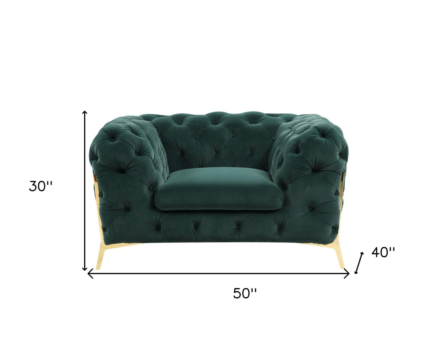 50" Green And Gold Velvet Tufted Club Chair - Homeroots - Flyclothing LLC