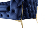 50" Blue Tufted Velvet And Gold Solid Color Lounge Chair - Homeroots - Flyclothing LLC
