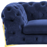 50" Blue Tufted Velvet And Gold Solid Color Lounge Chair - Homeroots - Flyclothing LLC