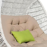 69" Beige and White Metal Indoor Outdoor Swing Chair with Beige Cushion - Homeroots - Flyclothing LLC