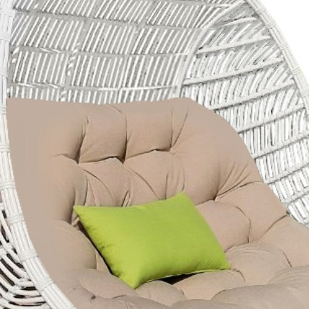69" Beige and White Metal Indoor Outdoor Swing Chair with Beige Cushion - Homeroots - Flyclothing LLC