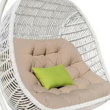 69" Beige and White Metal Indoor Outdoor Swing Chair with Beige Cushion - Homeroots - Flyclothing LLC