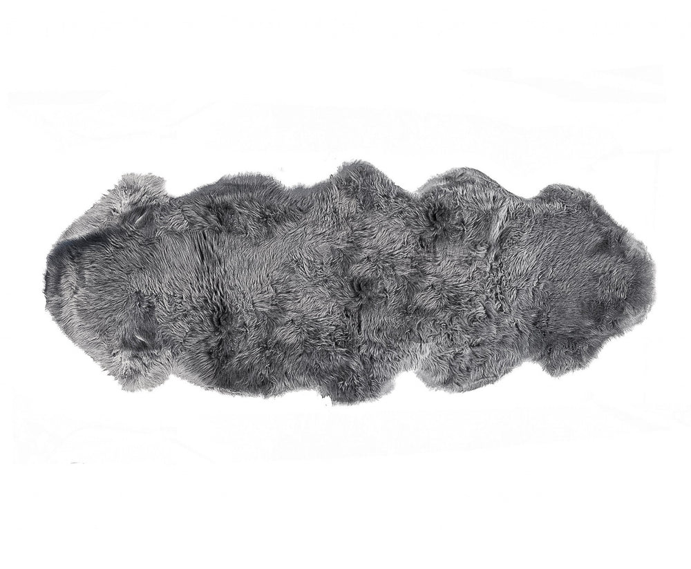 2' X 6' Dark Gray New Zealand Lambs Wool Handmade Area Rug - Homeroots