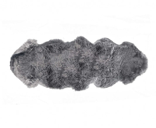 2' X 6' Dark Gray New Zealand Lambs Wool Handmade Area Rug - Homeroots - Flyclothing LLC