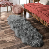 2' X 6' Dark Gray New Zealand Lambs Wool Handmade Area Rug - Homeroots