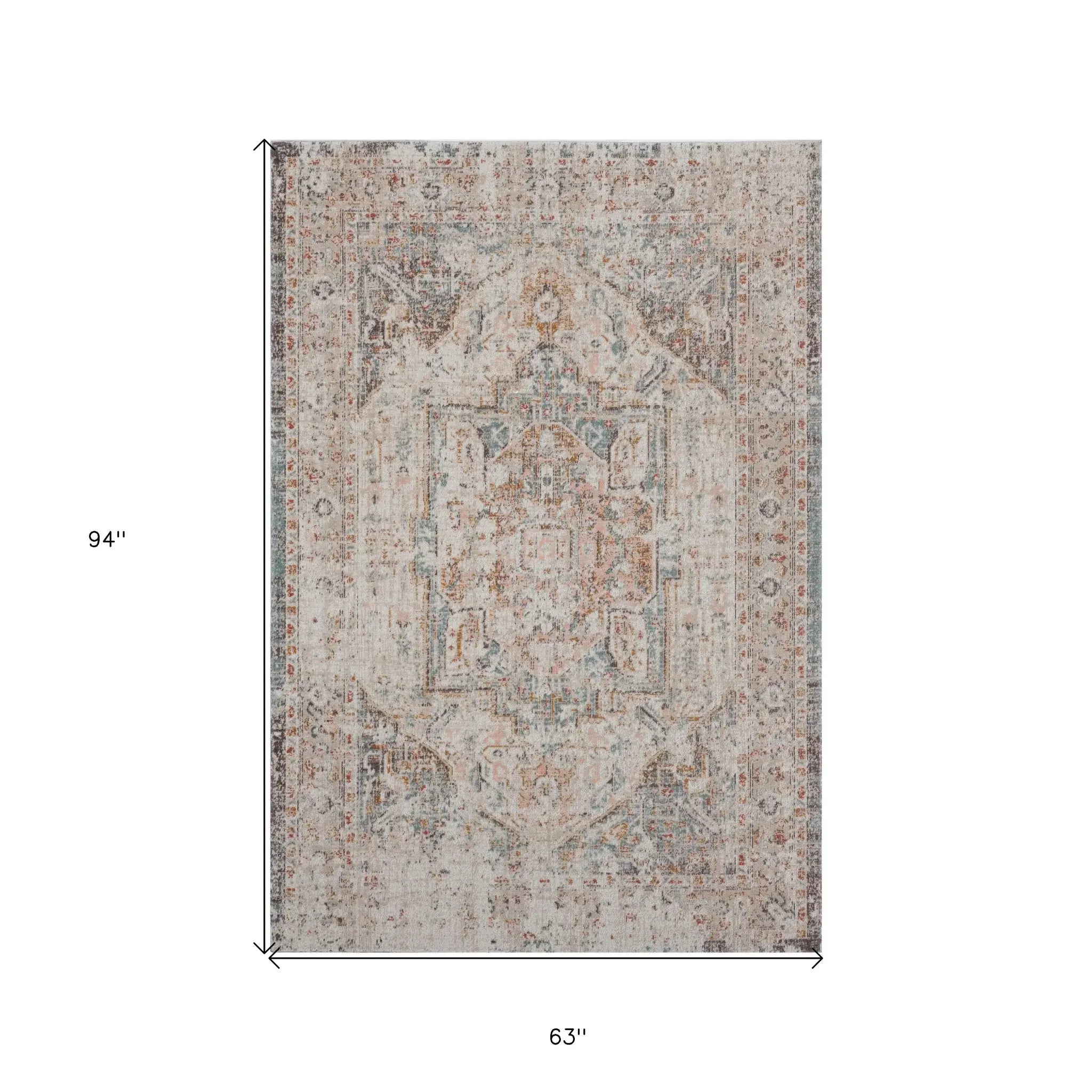 5' X 8' Beige Abstract Stain Resistant Indoor Outdoor Area Rug - Homeroots - Flyclothing LLC