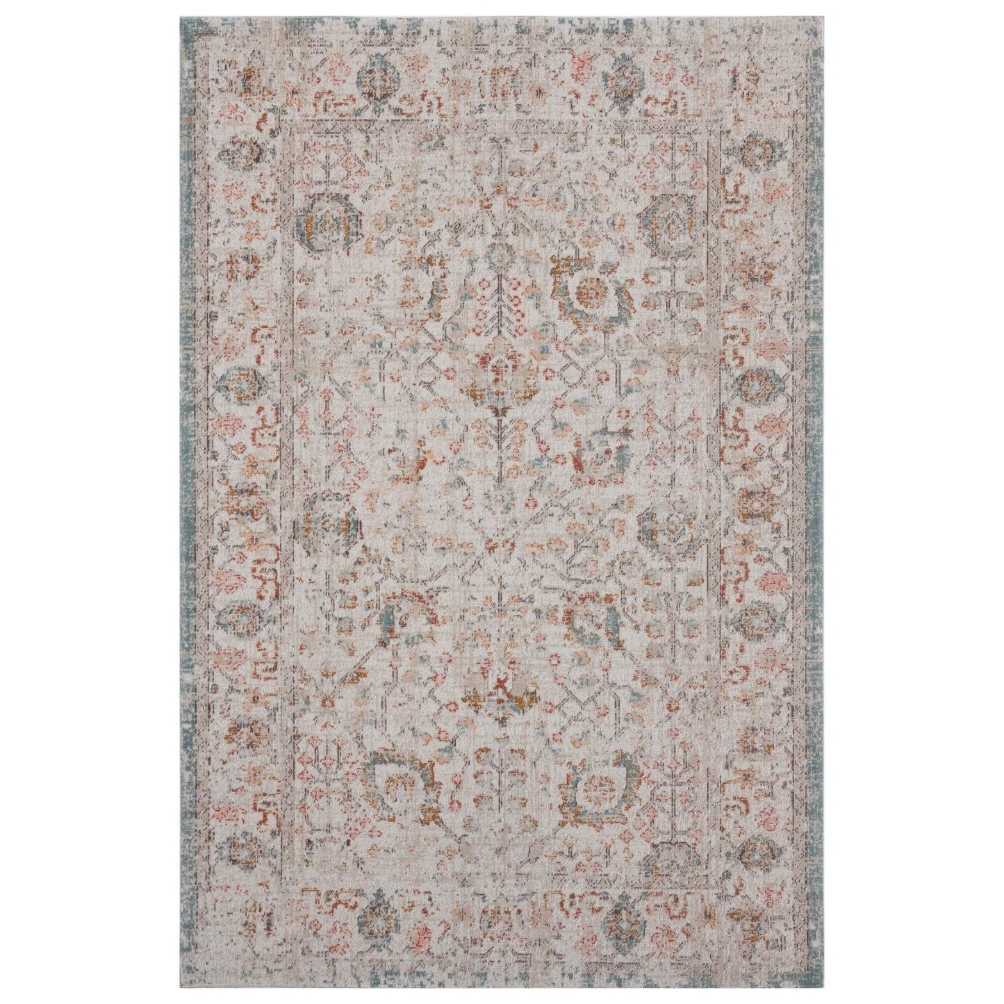 5' X 8' Beige Floral Stain Resistant Indoor Outdoor Area Rug - Homeroots - Flyclothing LLC