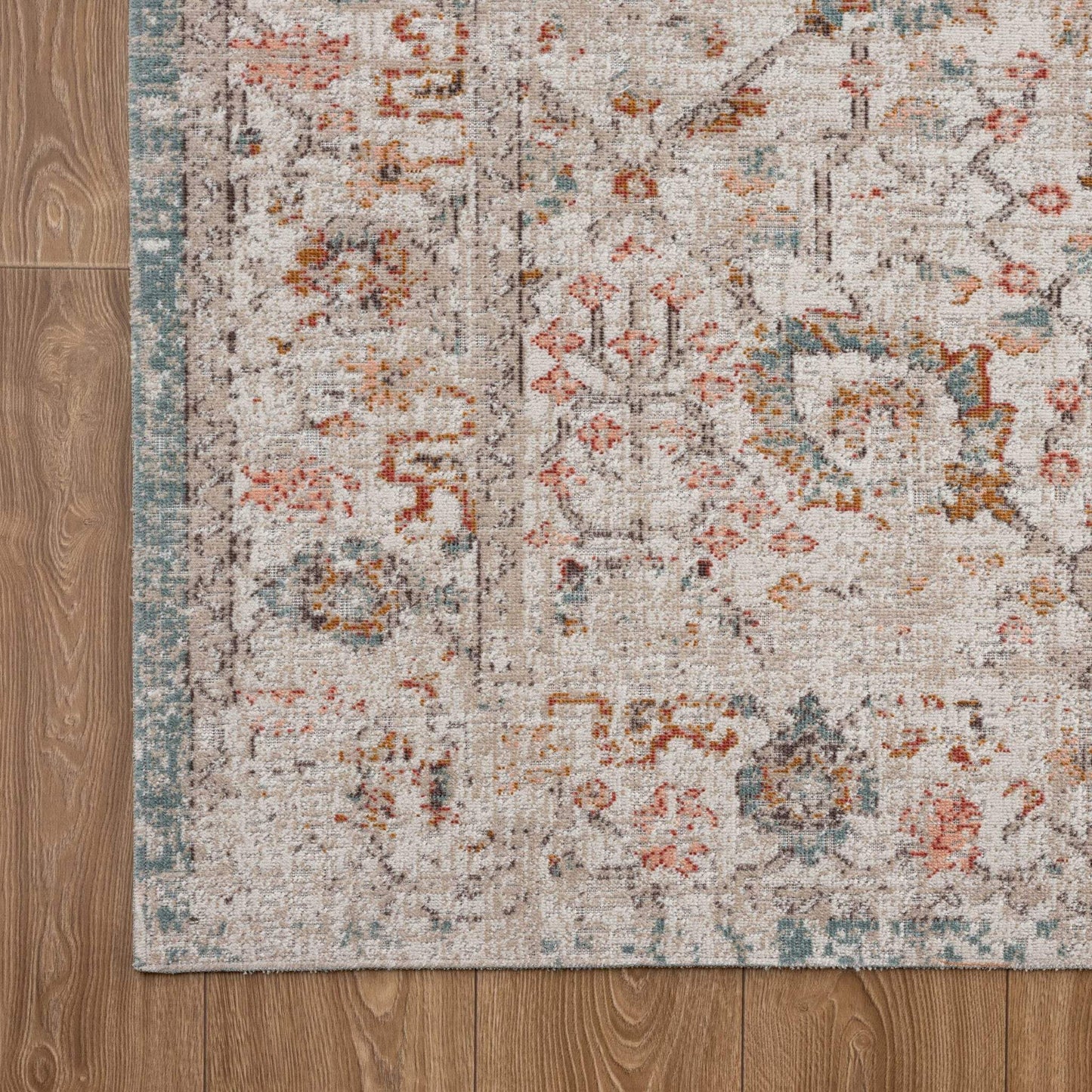 5' X 8' Beige Floral Stain Resistant Indoor Outdoor Area Rug - Homeroots - Flyclothing LLC