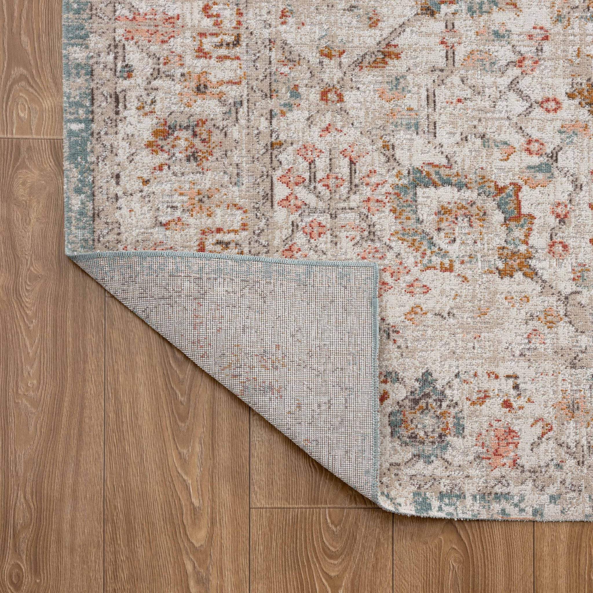 5' X 8' Beige Floral Stain Resistant Indoor Outdoor Area Rug - Homeroots - Flyclothing LLC