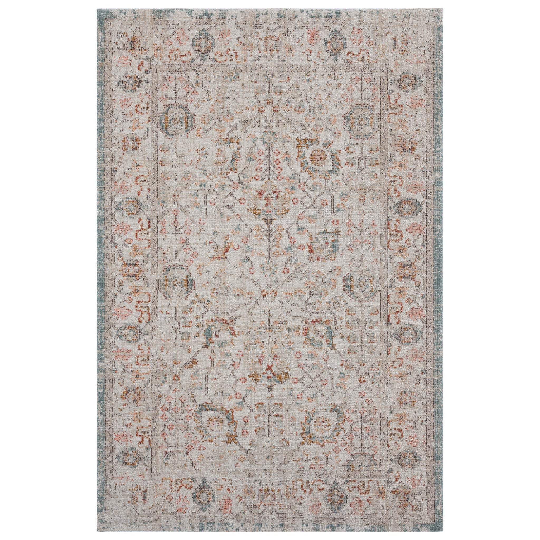 8' X 10' Beige Floral Stain Resistant Indoor Outdoor Area Rug - Homeroots - Flyclothing LLC