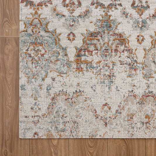 8' X 10' Beige Damask Stain Resistant Indoor Outdoor Area Rug - Homeroots - Flyclothing LLC