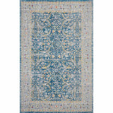 5' X 8' Blue Floral Stain Resistant Indoor Outdoor Area Rug - Homeroots - Flyclothing LLC