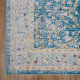 5' X 8' Blue Floral Stain Resistant Indoor Outdoor Area Rug - Homeroots - Flyclothing LLC