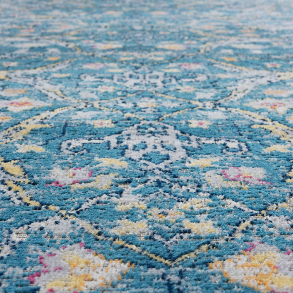 5' X 8' Blue Floral Stain Resistant Indoor Outdoor Area Rug - Homeroots - Flyclothing LLC