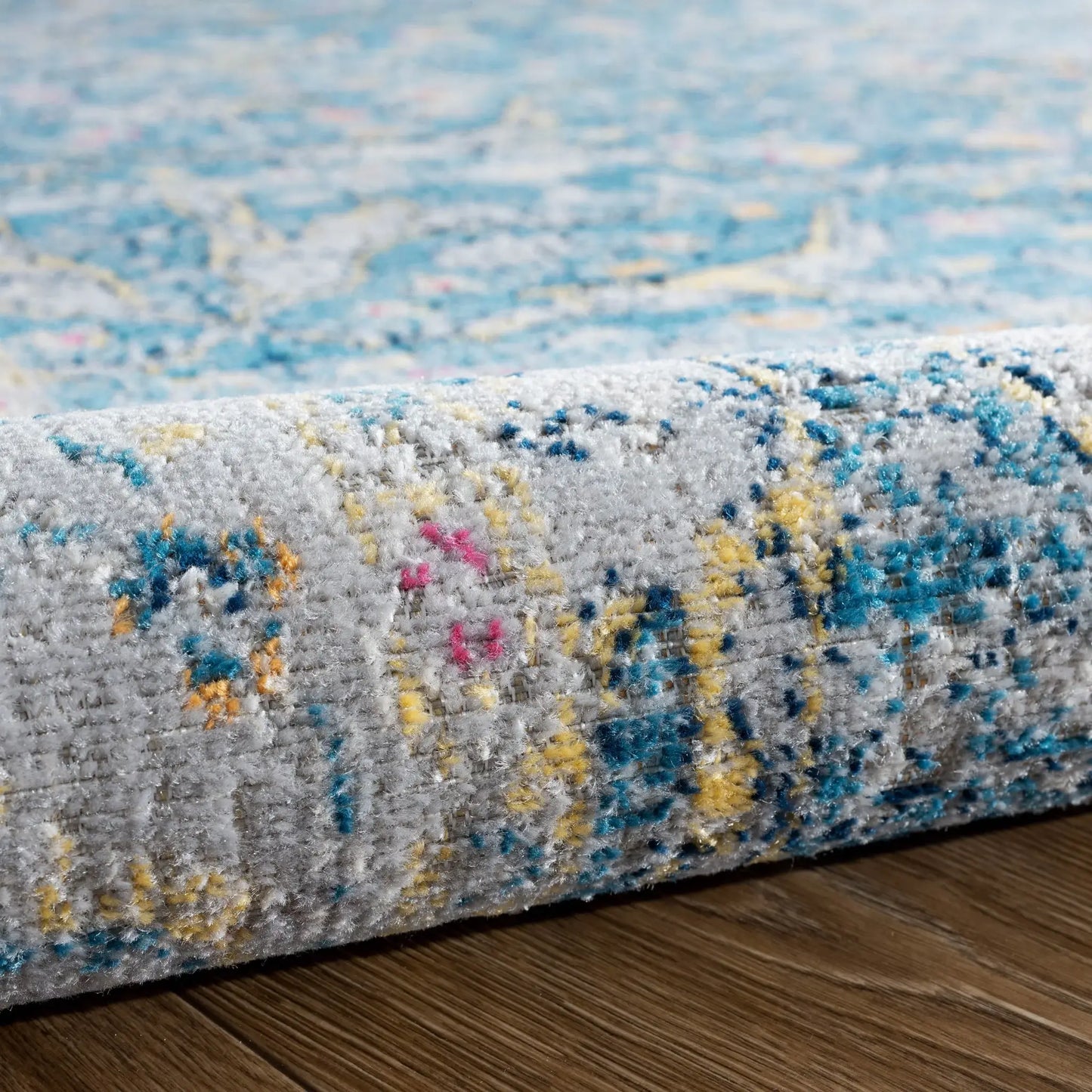 5' X 8' Blue Floral Stain Resistant Indoor Outdoor Area Rug - Homeroots - Flyclothing LLC
